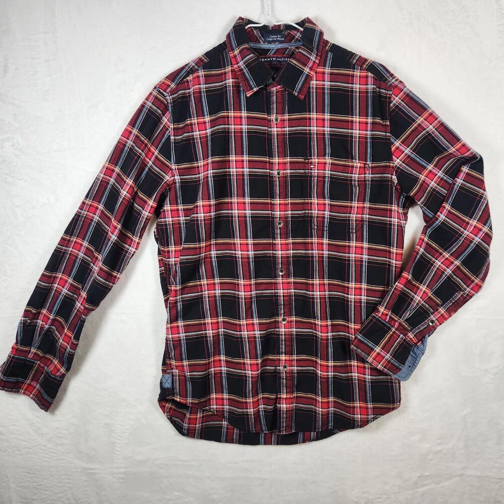 Tommy Hilfiger Premium Denim Multicolor Plaid Shirt Size‎ Medium